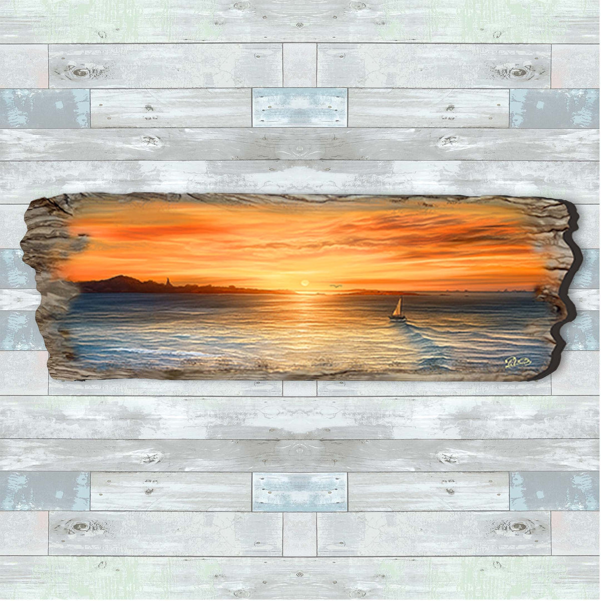 Ocean Sunset Wooden Wall Art by G. DeBrekht Coastal Decor - 8491106W
