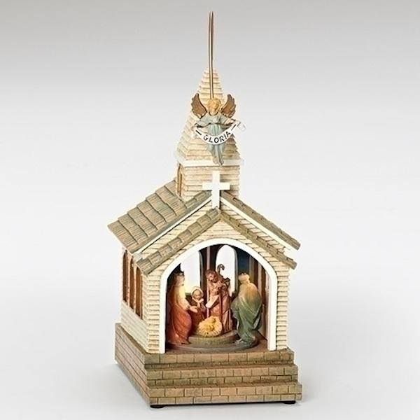 Lighted Musical Church Nativity Scene