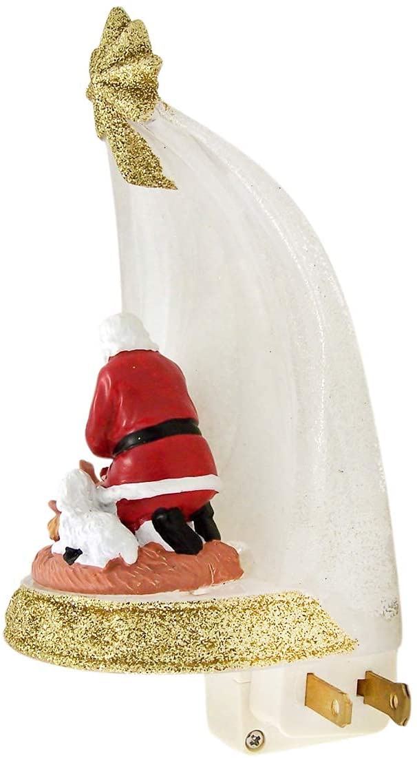 Santa Claus Kneeling Before Baby Jesus - Night Light