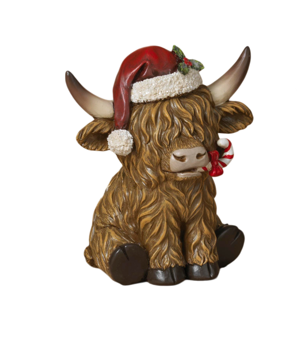 Holiday Highland Cow - Santa Hat