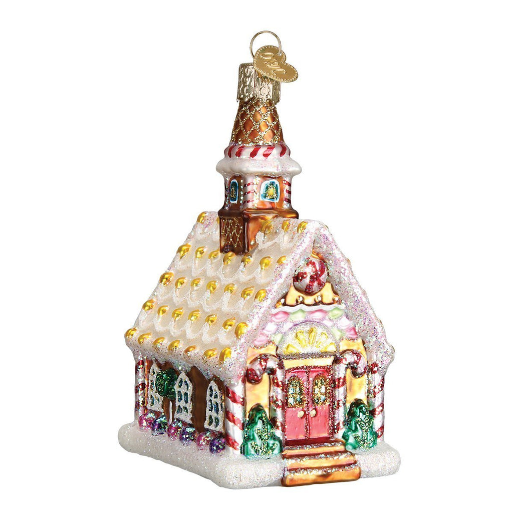 Gingerbread Church Glass Ornament