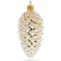 Woodland Retro Style Gold Pinecone Glass Christmas Ornament