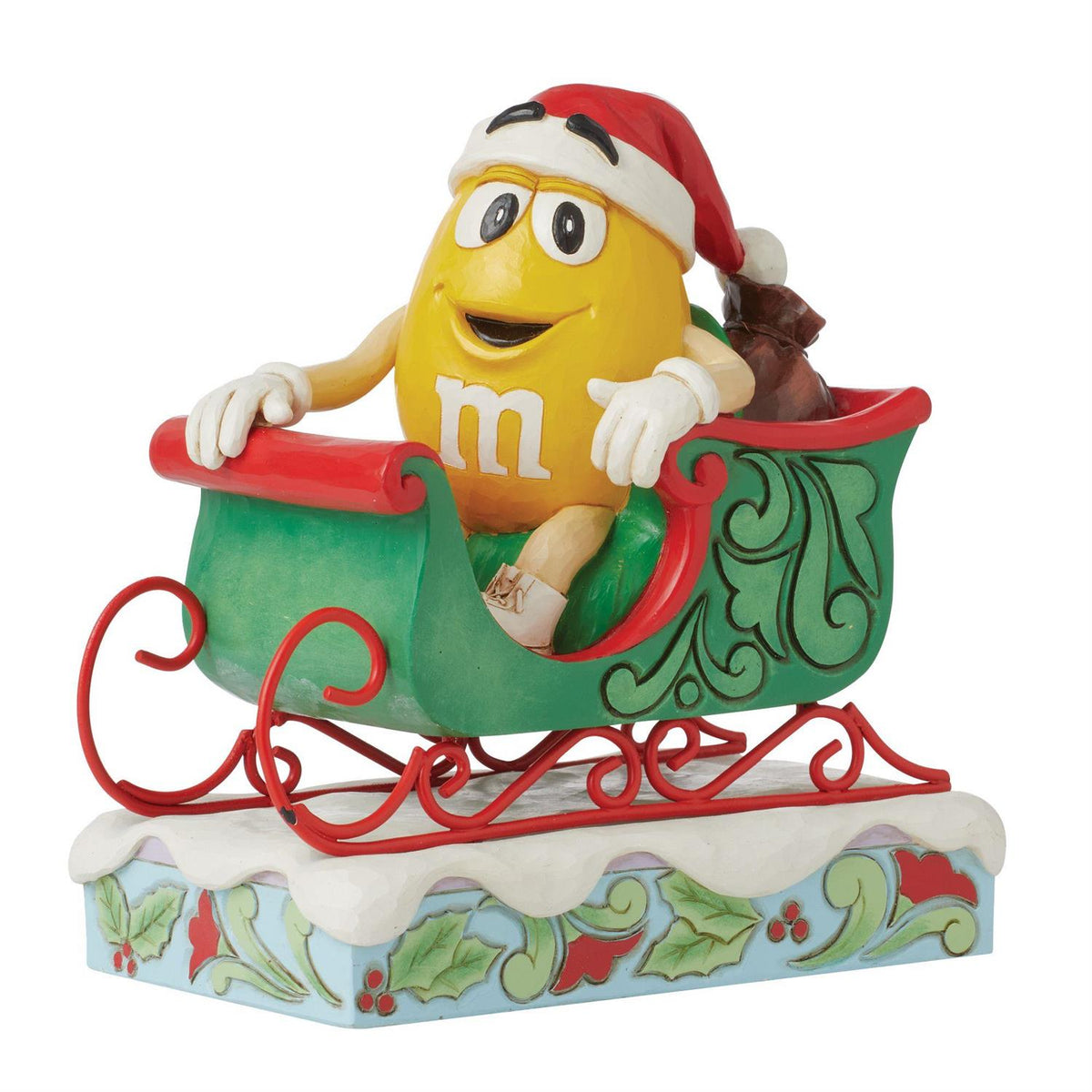 M&M'S Yellow Character in Sleigh Figurine