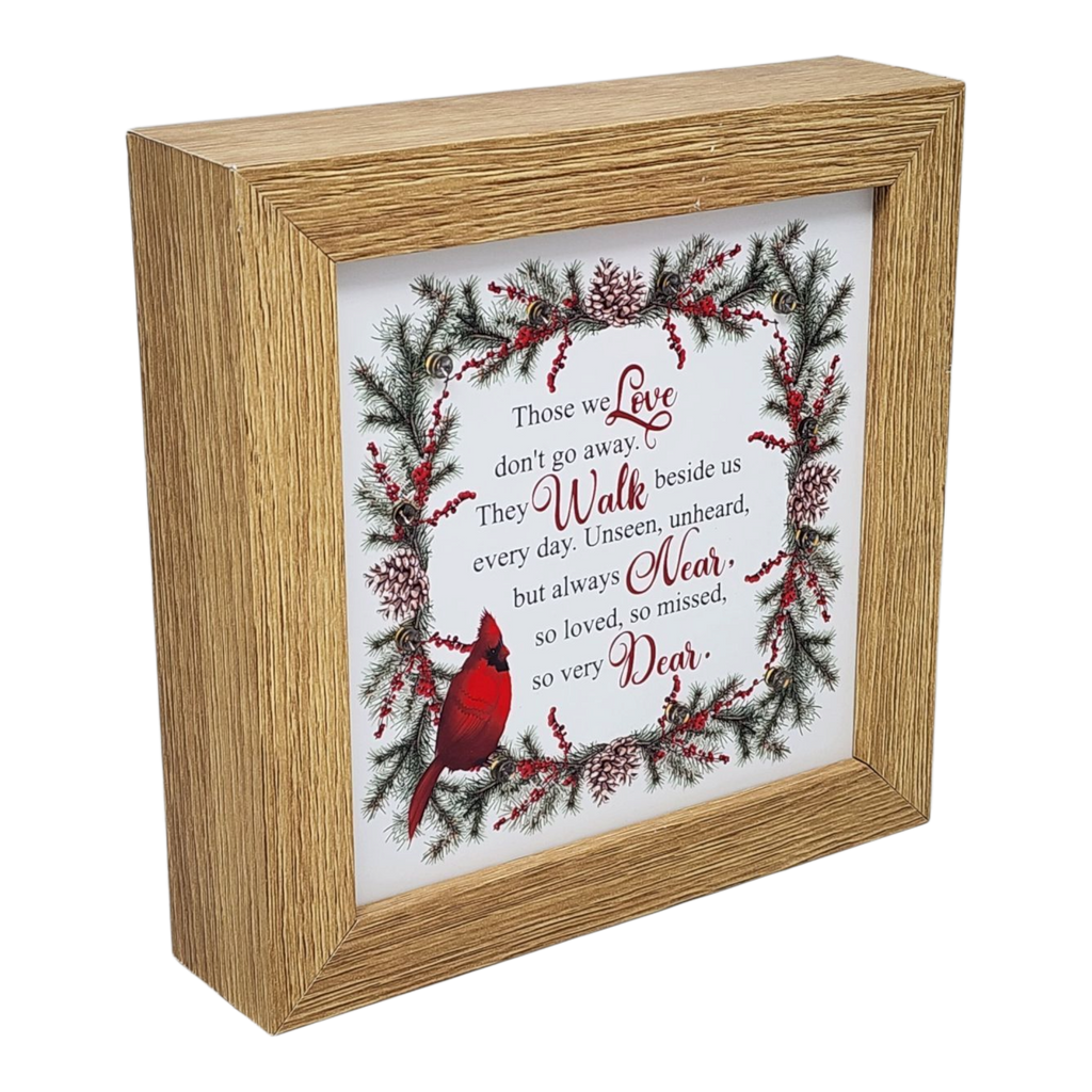 Lighted Holiday Cardinal Block - Those We Love Don't Go Away