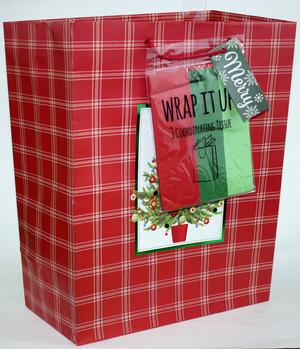 Traditional Gift Bag With Matching Tissue - Holiday Cheer Large