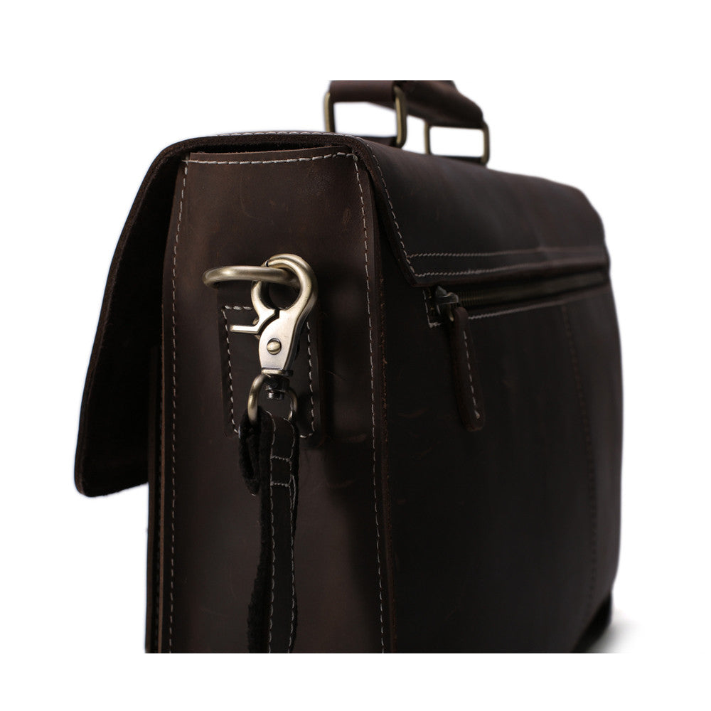 ROCKCOW Cross Body Shoulder Bag Cowhide Leather Bag For Man Retro Brown Briefcase