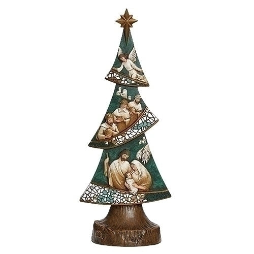 Carved Tree Style Nativity - 14 Inch