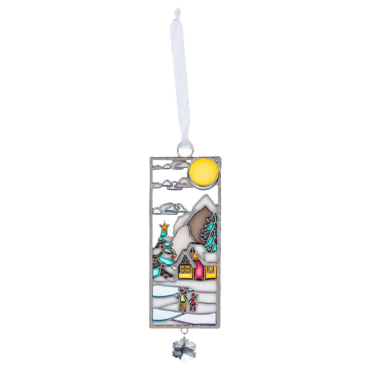 Winter Mountain Village Holiday Scene Ornament
