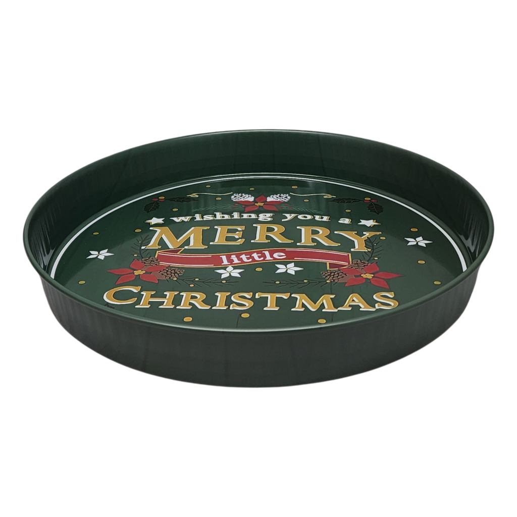 Huge Deep Round 13.5" Tray - Wishing you a Merry Little Christmas