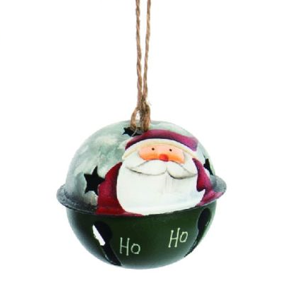 Metal Rustic Bell Ornament - Ho Ho Ho Santa