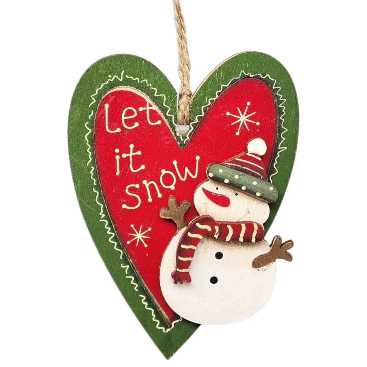 Snowman Heart Hanging Ornament
