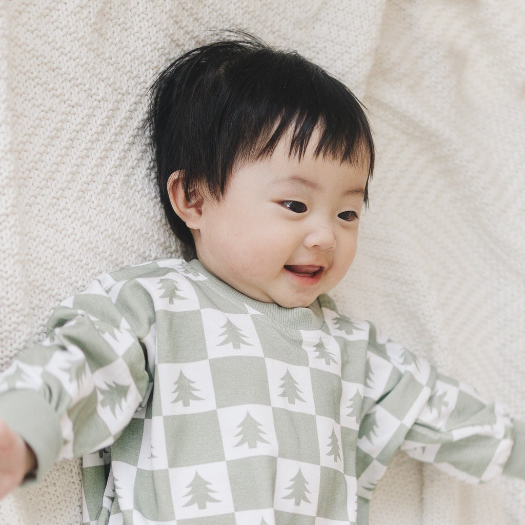 Checkered Christmas Tree Bamboo Bubble Romper