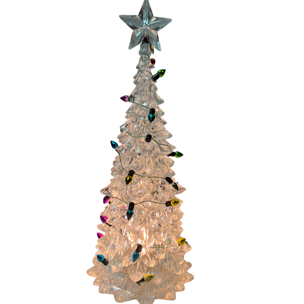 8 Inch Lighted Acrylic Christmas Tree - Clear