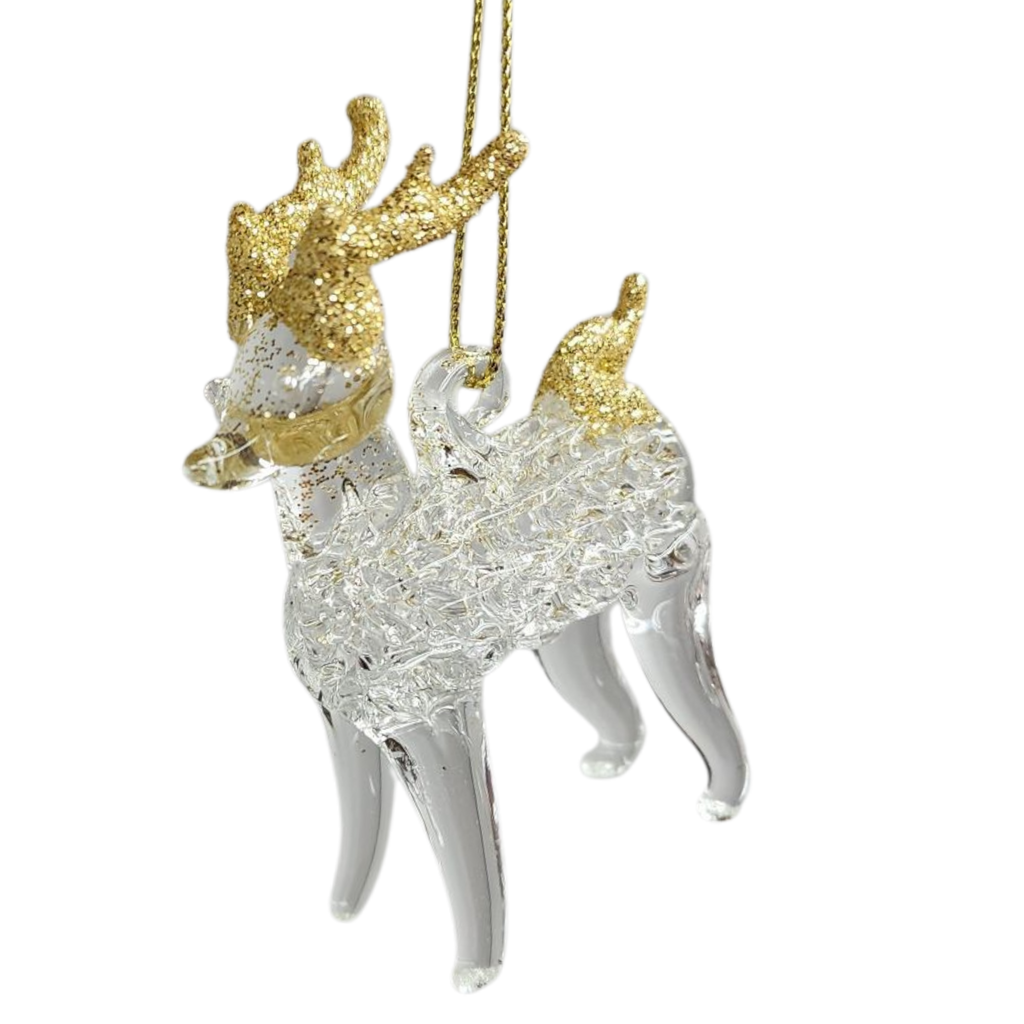 Spunglass Ornament - Gold Reindeer