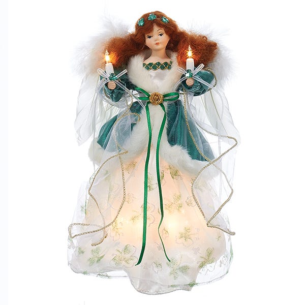 Irish Angel Lighted Treetop - 12 Inch