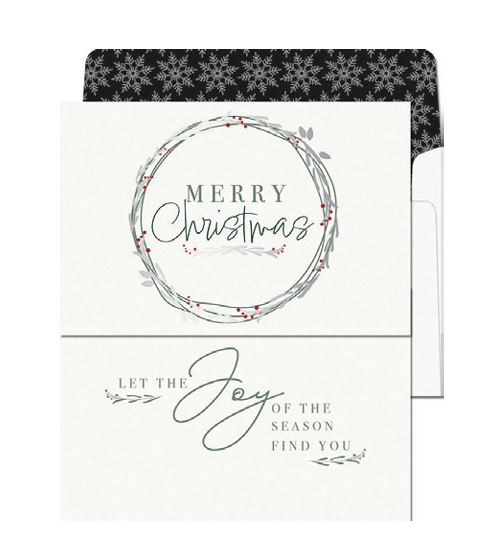 Winter Birch Boxed Cards – Berry Wreath & Joy Script