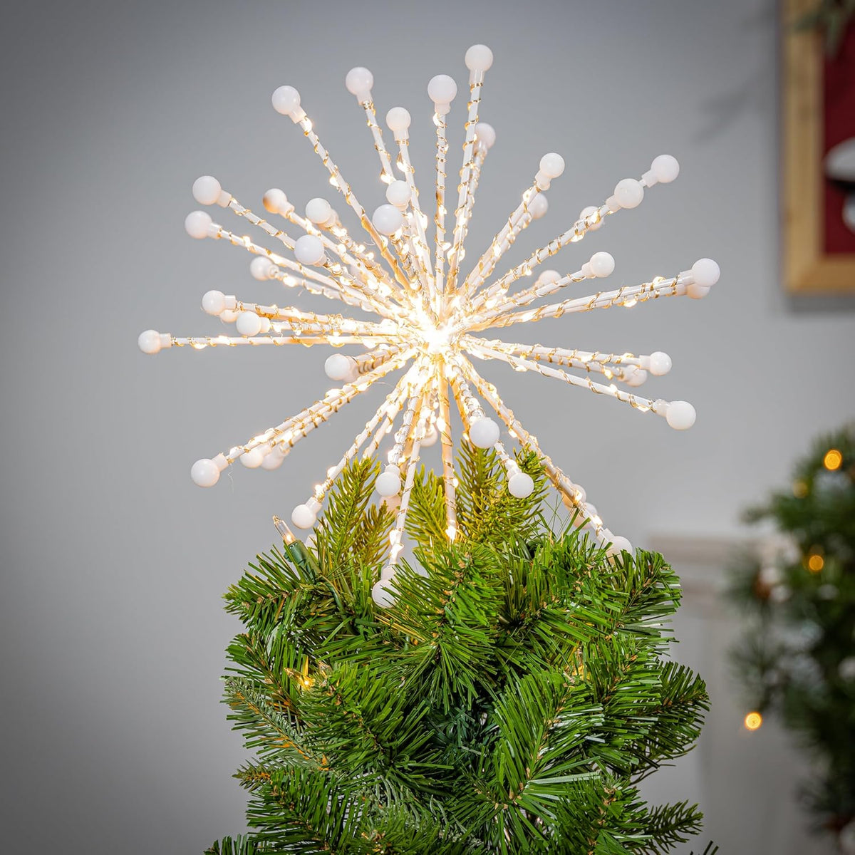 Starburst Cool White Christmas Tree Topper - 14 Inch