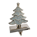 Silver Feather Mosaic Stocking Holder - Christmas tree