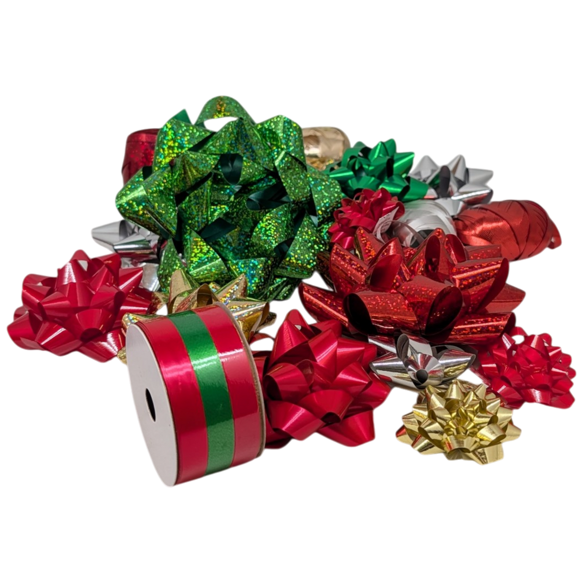 Holiday Ribbon And Bow Kit - Red/Green/Silver/Gold