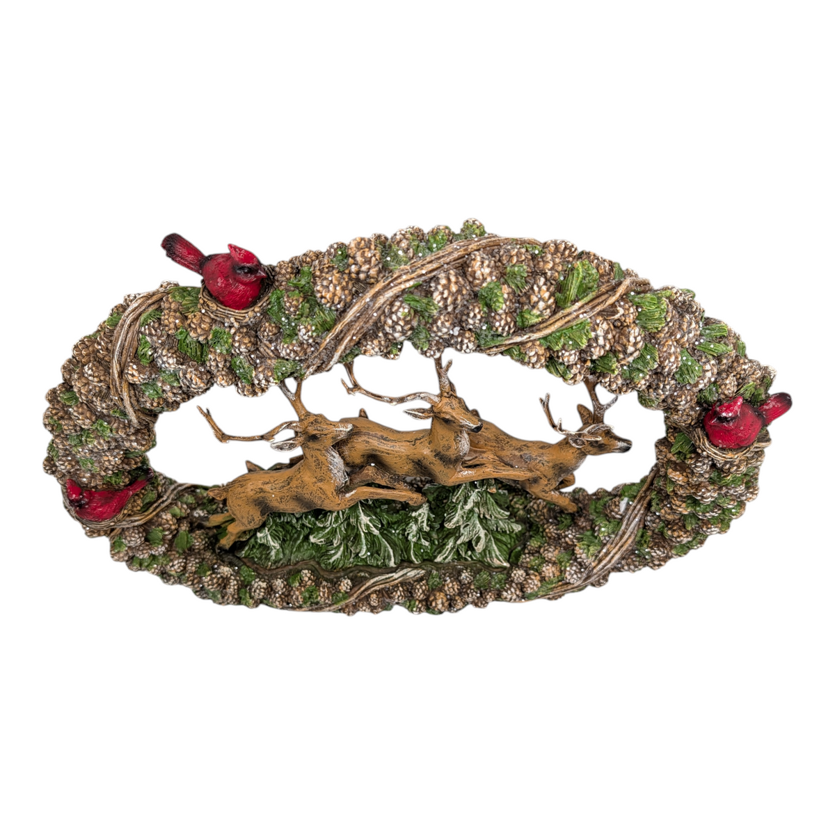Leaping Deer in Wreath Figurine