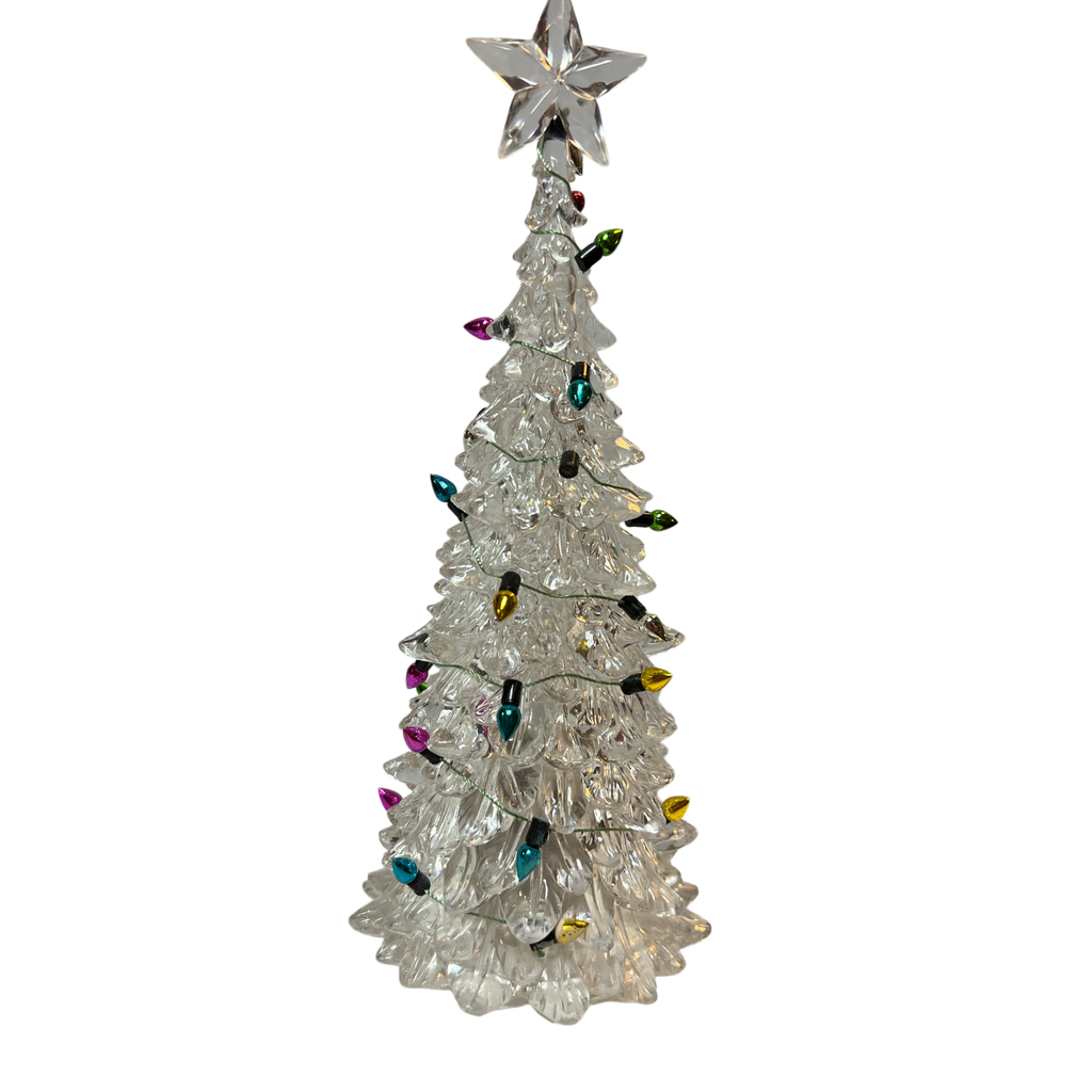 8 Inch Lighted Acrylic Christmas Tree - Clear