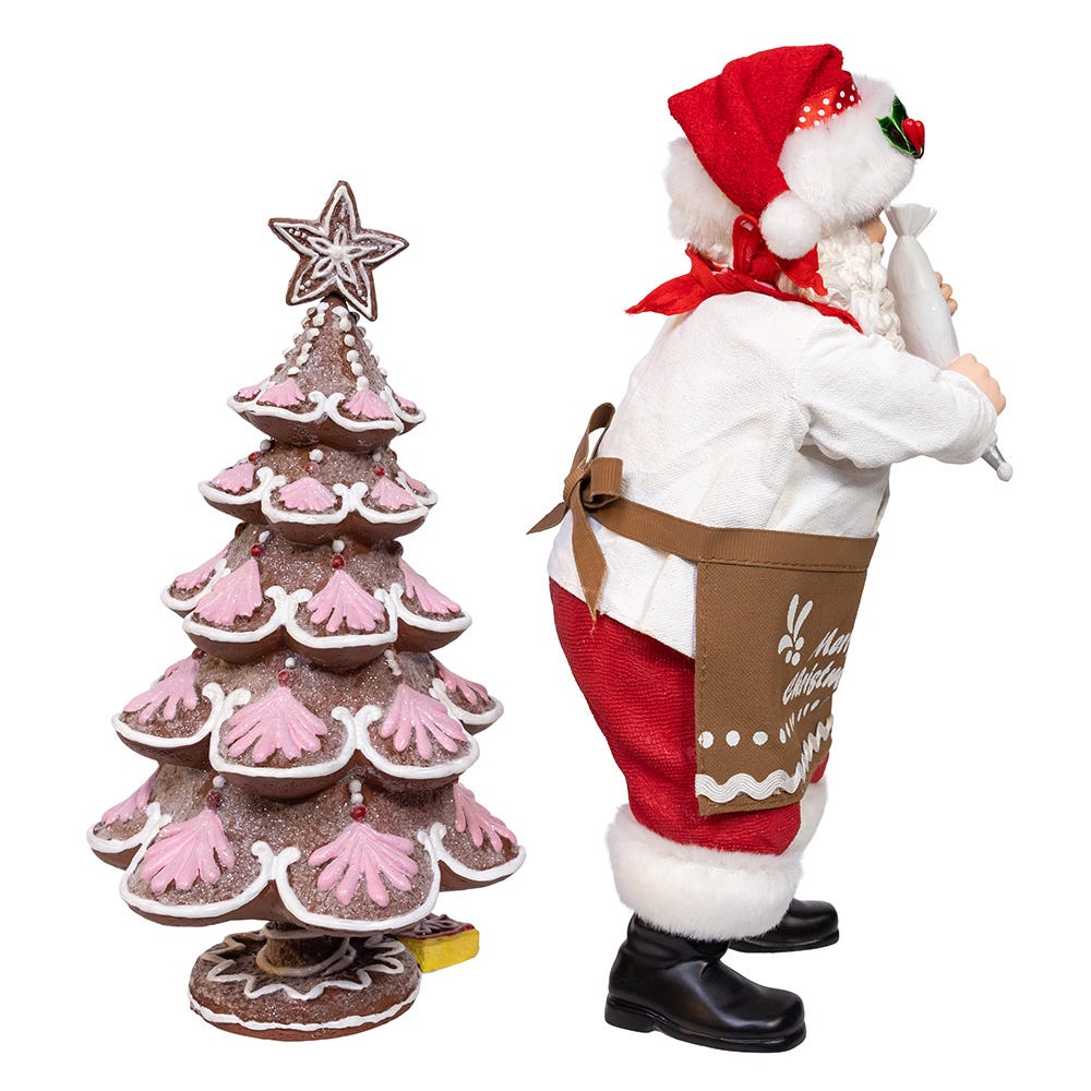 Santa Decorating Gingerbread Tree - 2 Piece Set