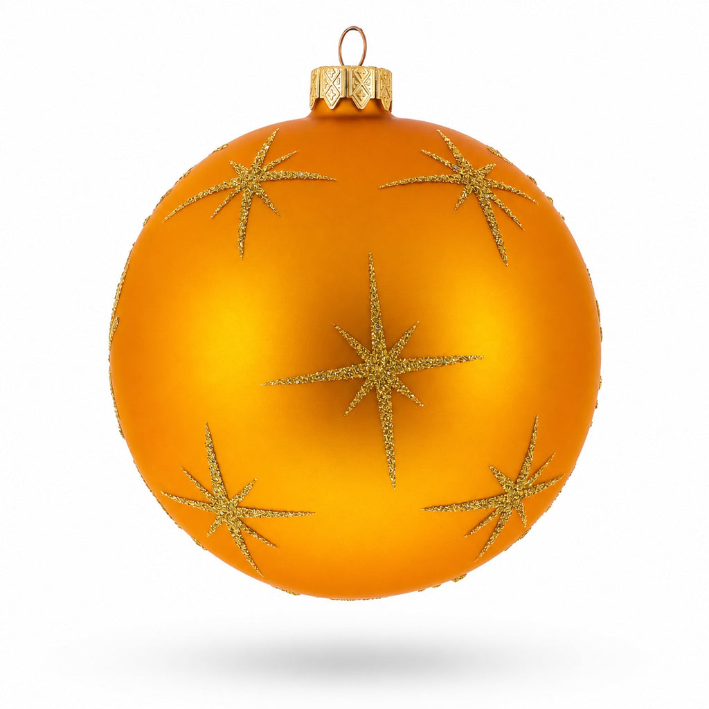 Sacred Nativity Scene on Gold Glass Ball Christmas Ornament 4 Inches