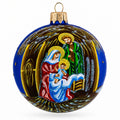 Timeless Nativity Scene in Manger Glass Ball Christmas Ornament 3.25 Inches