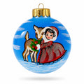 Little Red Hood with the Deer Glass Ball Christmas Ornament 4 Inches