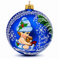 Girl Hugging Teddy Bear Glass Ball Baby's First Christmas Ornament 4 Inches