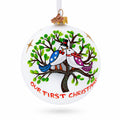 Our First Christmas Love Birds Glass Ball Christmas Ornament 4 Inches