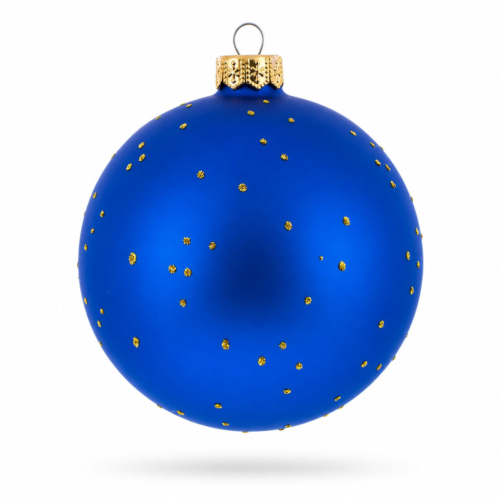 Navy Sailor Boy Holding American Flag Blue Ball Glass Christmas Ornament 4 Inches
