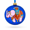 Circus Elephant Performer on Dazzling Glass Ball Christmas Ornament 4 Inches