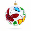 Delicate Butterflies on Glass Ball Christmas Ornament 4 Inches