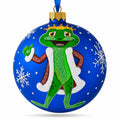 The Frog King Crowned in Splendor Hand-Glass Ball Christmas Ornament 4 Inches