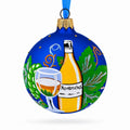 White Wine Bottle Glass Ball Christmas Ornament 3.25 Inches