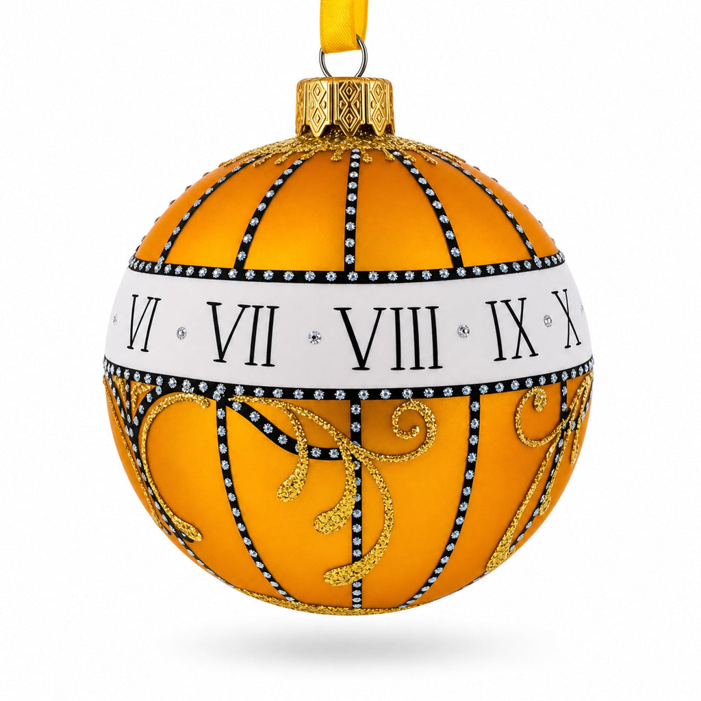 1899 Madonna Lily Clock Royal Glass Ball Christmas Ornament, 3.25 Inches
