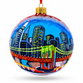 Brooklyn Bridge, New York Glass Ball Christmas Ornament 4 Inches