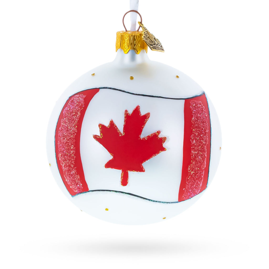 Flag of Canada Glass Ball Christmas Ornament 3.25 Inches