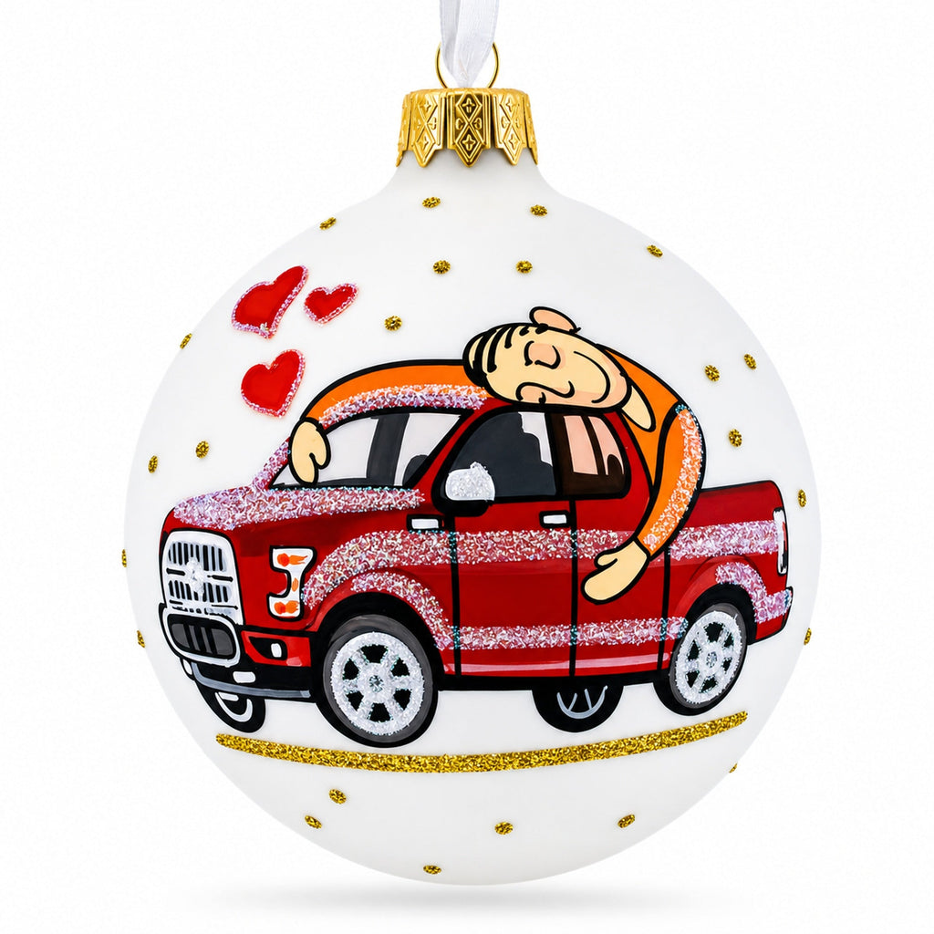 I Love My Car Glass Ball Christmas Ornament 3.25 Inches