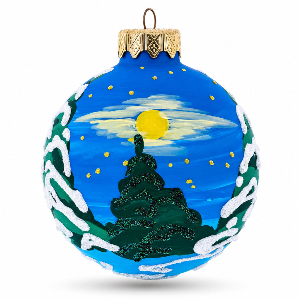 Santa and Two Snowmen Glass Ball Christmas Ornament 3.25 Inches