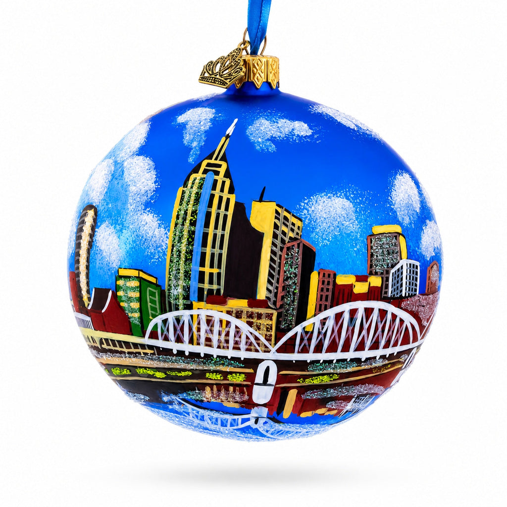 Nashville, Tennessee Glass Ball Christmas Ornament 4 Inches