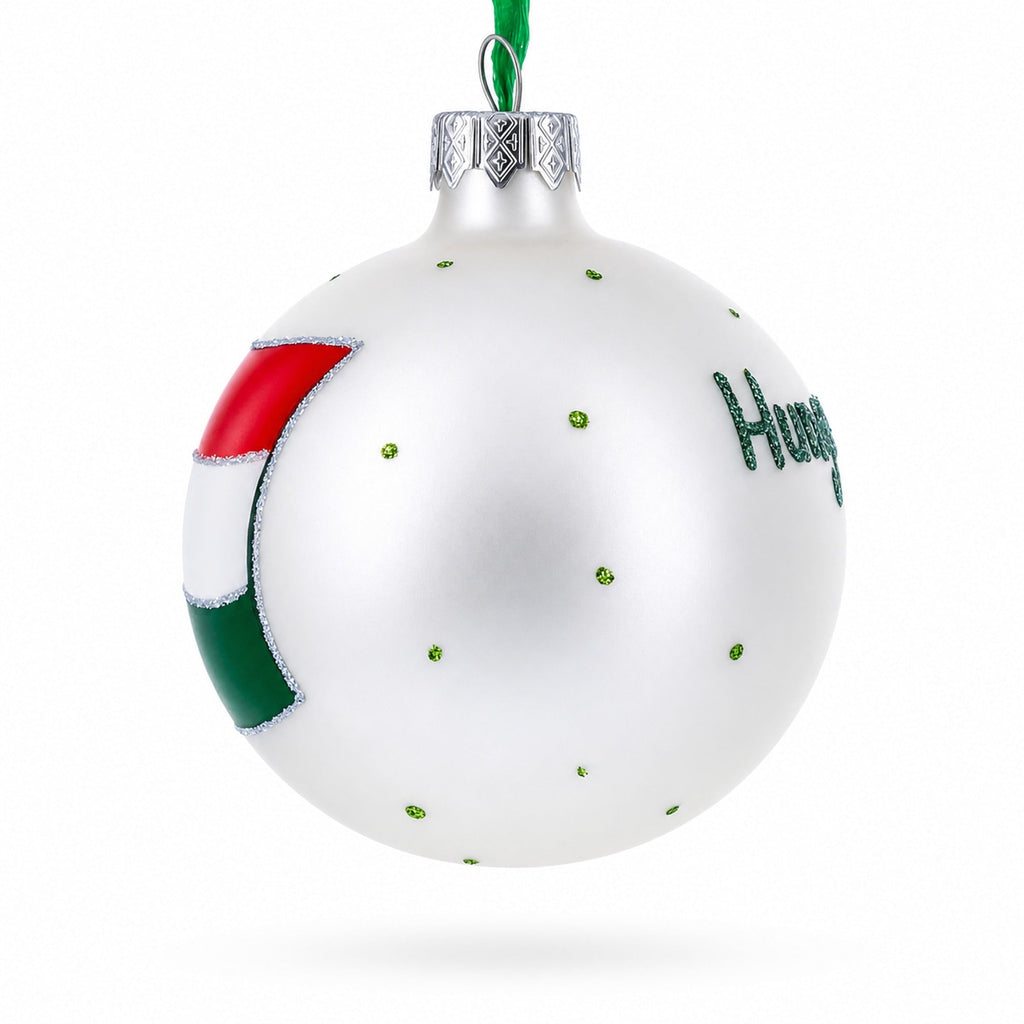Flag of Hungary Glass Ball Christmas Ornament 3.25 Inches