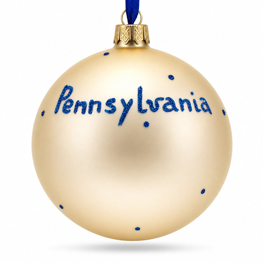 Pennsylvania State, USA Glass Ball Christmas Ornament 4 Inches