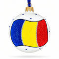 Flag of Romania Glass Ball Christmas Ornament 3.25 Inches