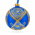 Freemasons Symbols Glass Ball Christmas Ornament 4 Inches