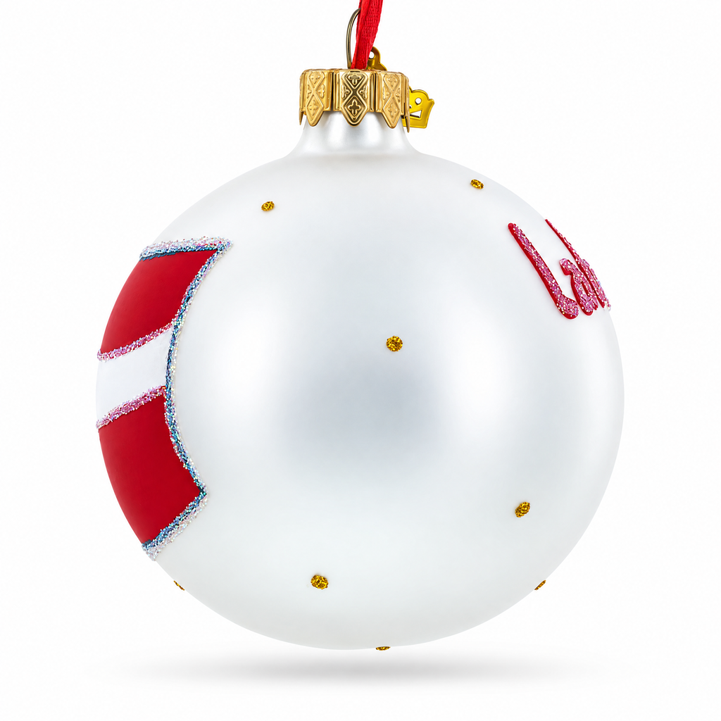 Flag of Latvia Glass Ball Christmas Ornament 3.25 Inches