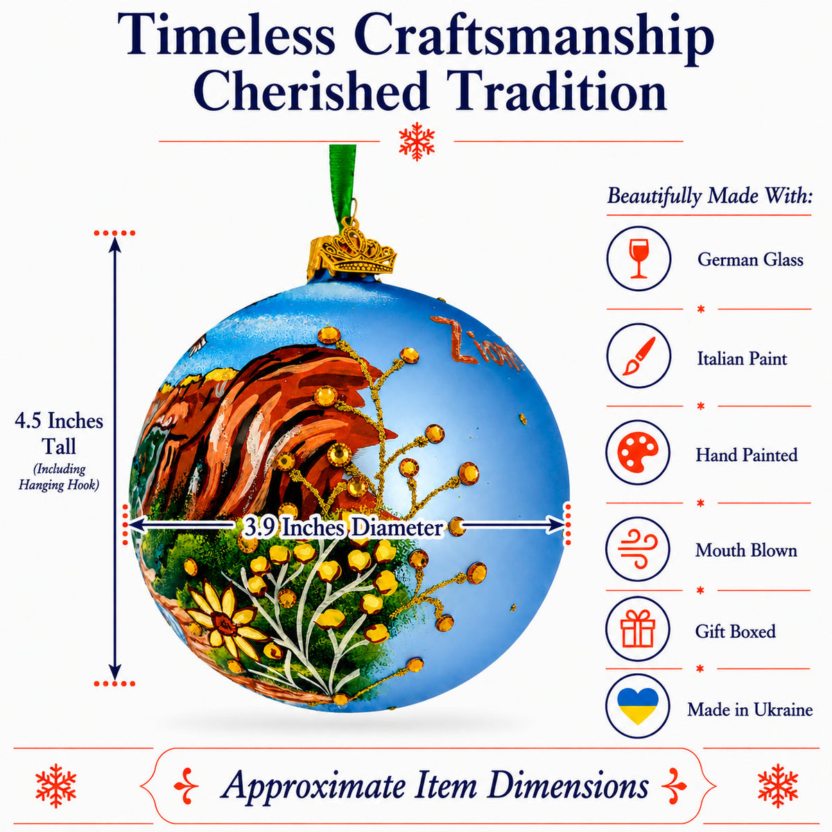 Zion National Park, Utah Glass Christmas Ornament