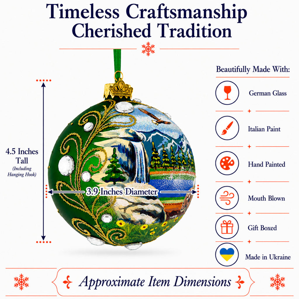Yellowstone National Park Glass Christmas Ornament