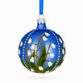 Lily of the Valley on Blue Glass Ball Christmas Ornament